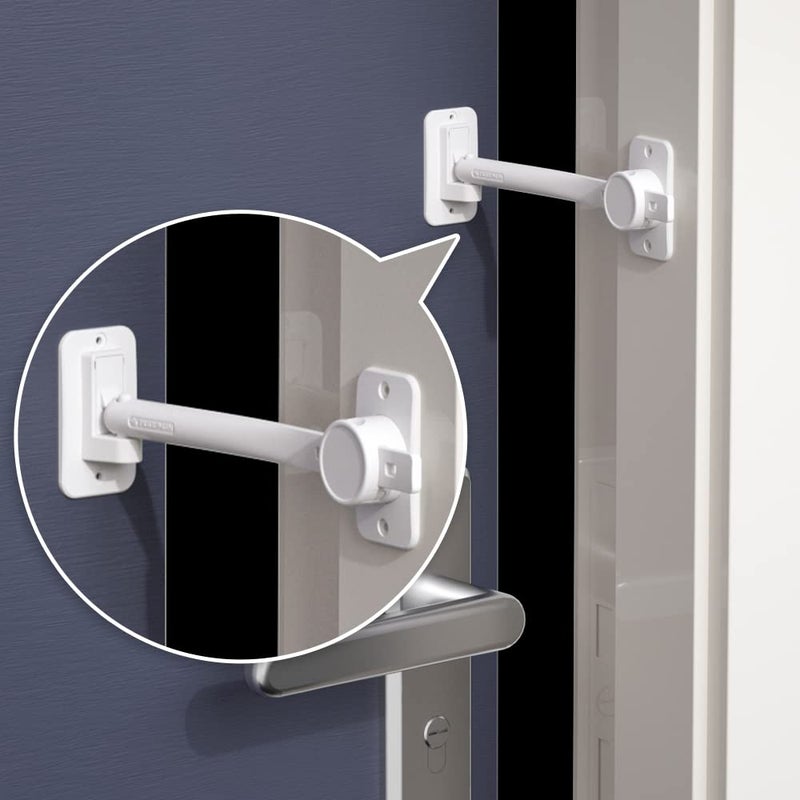 Eudemon 1 Pack Child Proof Door Finger Pinch Guard, Baby Door Stopper& Door Latch, Adjustable Door Lever Handle for Pets, Great Door Lock for Dogs, Easy Cats Entry(White) - Image 1